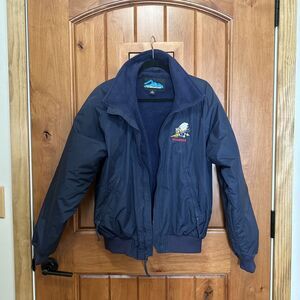 Vintage Seabees Tri Mountain Men's Jacket Navy Blue Full Zip Pockets Men’s Small